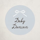 "Scallop & Little Bow" - Baby Shower Stickers in Sky by Maria Alou - Front