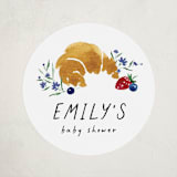 "Bonjour" - Baby Shower Stickers in Blueberry by Kate Ahn - Close-Up