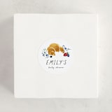 "Bonjour" - Baby Shower Stickers in Blueberry by Kate Ahn - For Scale