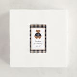 "Teddy Bear Monogram" - Baby Shower Stickers in Navy by Erin German - For Scale