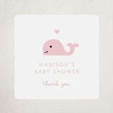 "Baby Whale On The Way" - Baby Shower Stickers in Baby Pink by mo kelley - Close-Up
