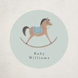 "Heirloom Rocking Horse" - Baby Shower Stickers in Sky by Karidy Walker - Front