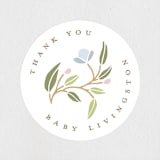 "Blooming Stork" - Baby Shower Stickers in Cornflower by Susan Zinader - Close-Up