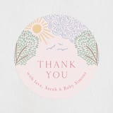 "Swan Song" - Baby Shower Stickers in Sherbet by Carolyn Kach - Close-Up