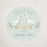 "Storybook Geese" - Baby Shower Stickers in Mint by Everett Paper Goods - Close-Up