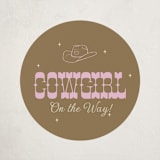 "Cowgirl on the Way!" - Baby Shower Stickers in Cocoa by Maggie Daugherty - Close-Up