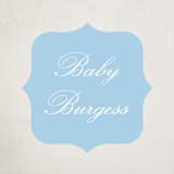 "Sweetly Scalloped" - Baby Shower Stickers in Sky by Catherine Culvenor - Close-Up