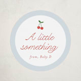 "Cherry Sweet Stripe" - Baby Shower Stickers in Sky by Leia Matt - Front