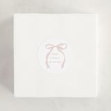 "Framed Bow" - Baby Shower Stickers in Blush by Baumbirdy - For Scale