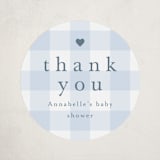 "Gingham Mobile" - Baby Shower Stickers in Baby blue by Stacey Meacham - Close-Up