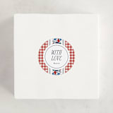 "Pattern Mix" - Baby Shower Stickers in Tomato by Emily Sabol Goss - For Scale