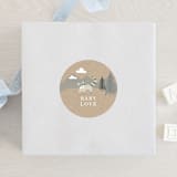 "Woodland's welcome" - Baby Shower Stickers in Kraft by Jennifer Wick - For Scale