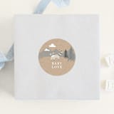 "Woodland's welcome" - Baby Shower Stickers in Kraft by Jennifer Wick - For Scale
