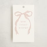 "Framed Bow" - Baby Shower Favor Tags in Blush by Baumbirdy - Front