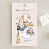 "Disney's Dumbo Stork Baby on the Way" - Baby Shower Favor Tags in Navy by Claudia Orengo - Front