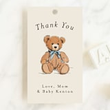 "Antique Teddy Bear" - Baby Shower Favor Tags in Frost by Becky Nimoy - Front