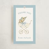 "Pram" - Baby Shower Favor Tags in Sky by Sarah Knight - Front