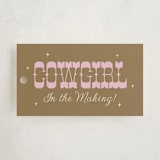 "Cowgirl on the Way!" - Baby Shower Favor Tags in Cocoa by Maggie Daugherty - Front