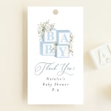 "Botanical Blocks" - Baby Shower Favor Tags in Baby Blue by Itsy Belle Studio - Front