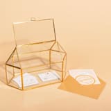 "Glass Card Box | Half Opening | Gold" - Card Boxes in gold by Hanna Roberts