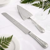 "Engraved Monogram Personalized Cake Serving Set" - Cake Cutters in brown by Colin Supple