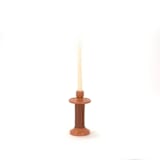 "Handcrafted Leather-Wrapped Candle Holder - Brown/Short" - Candle Holders in orange by Powered By People