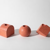 "Coral Terrazzo Block Candlestick Holder, Cube" - Candle Holders in red by Pretti.Cool