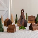 "Modern Barn Candle Holder from Vermont" - Candle Holders in brown by Ann Nygard