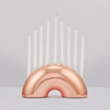 "Nosh Menorah - Rose Gold" - Candle Holders in copper by Leadoff Studio