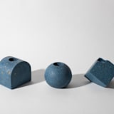 "Cobalt Terrazzo Block Candlestick Holder, Cube" - Candle Holders in blue by Pretti.Cool
