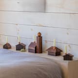 "Alpine Holiday Village Set" - Candle Holders in brown by Ann Nygard