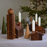 "Alpine Holiday Village Set" - Candle Holders in brown by Ann Nygard