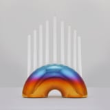 "Nosh Menorah - Sunrise Sunset" - Candle Holders in multicolor by Leadoff Studio