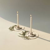 "Set of 2 Whirl Ceramic Candle Holder - Matte White" - Candle Holders in white by Powered By People