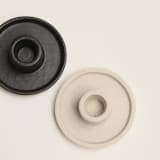 "Set of 2 Whirl Ceramic Candle Holder - Matte Black" - Candle Holders in black by Powered By People