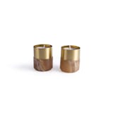 "Elegant Brass Candle Holder with Amber Alabaster Finish" - Candle Holders in bronze by Powered By People
