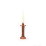 "Handcrafted Leather-Wrapped Candle Holder - Moroccan Artisan Design - Brown/Medium" - Candle Holders in orange by Powered By People