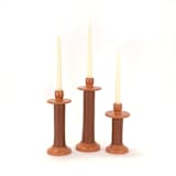 "Handcrafted Leather-Wrapped Candle Holder - Moroccan Design - Brown/Tall" - Candle Holders in orange by Powered By People