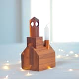 "Modern Church Candle Holder in Walnut Handcrafted in Vermont" - Candle Holders in brown by Ann Nygard