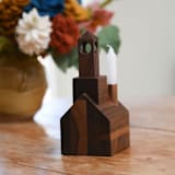 "Modern Church Candle Holder in Walnut Handcrafted in Vermont" - Candle Holders in brown by Ann Nygard