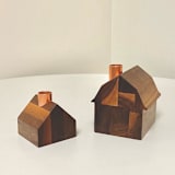 "Little Farm Candlestick Holder Set" - Candle Holders in brown by Ann Nygard