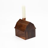 "Dutch Gambrel Little Barn" - Candle Holders in brown by Ann Nygard