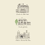 "Custom Line Drawing Venue" - Commissioned Design Element in black by Helena Vitto