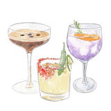 "Custom Cocktail Watercolor Icon" - Commissioned Design Element in multicolor by Cotton and Bow
