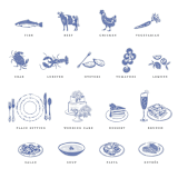 "Custom Color Food and Drink Icons Set of 5" - Commissioned Design Element in multicolorassorted-colors by Jenna Holcomb