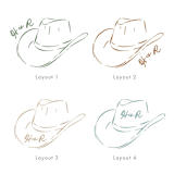 "Custom Monogram Cowboy Hat Crest" - Commissioned Design Element in multicolor by Claudia Orengo