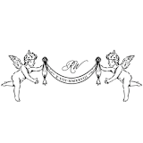 "Custom Cherub Crest Monogram with Initials & Date" - Commissioned Design Element in multicolor by Claudia Orengo