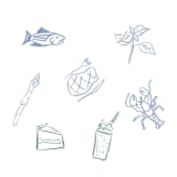 "Custom Food or Beverage Icons Set of 5" - Commissioned Design Element in multicolor by Cotton and Bow