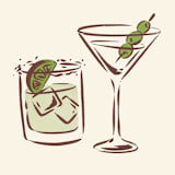 "Custom Cocktail Sketch | Signature Drink, Reception Icon Set" - Commissioned Design Element in multicolor by Sam Dubeau