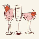 "Custom Cocktail Sketch | Signature Drink, Reception Icon Set" - Commissioned Design Element in multicolor by Sam Dubeau